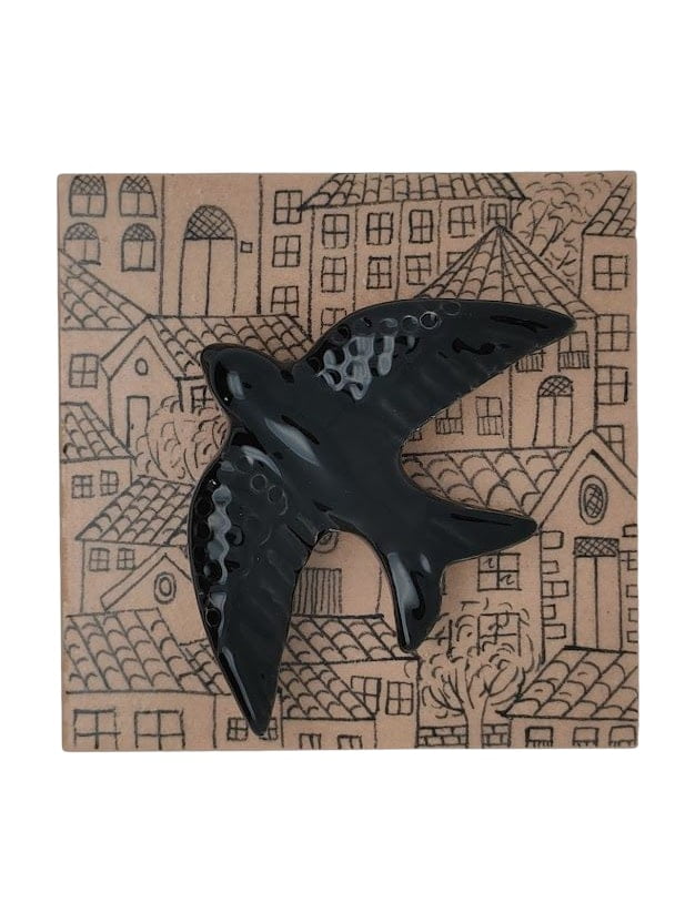 Tableau azulejo hirondelle - Noir - 15014 - 10 x 10 cm – Image 6