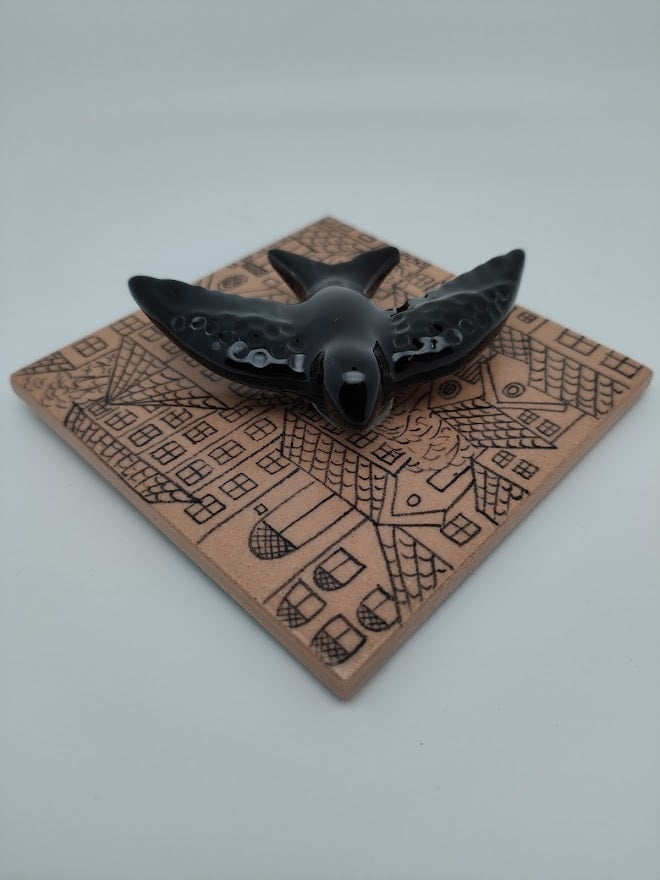 Tableau azulejo hirondelle - Noir - 15014 - 10 x 10 cm – Image 3