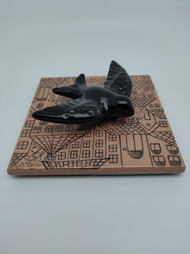Tableau azulejo hirondelle - Noir - 15014 - 10 x 10 cm – Image 2