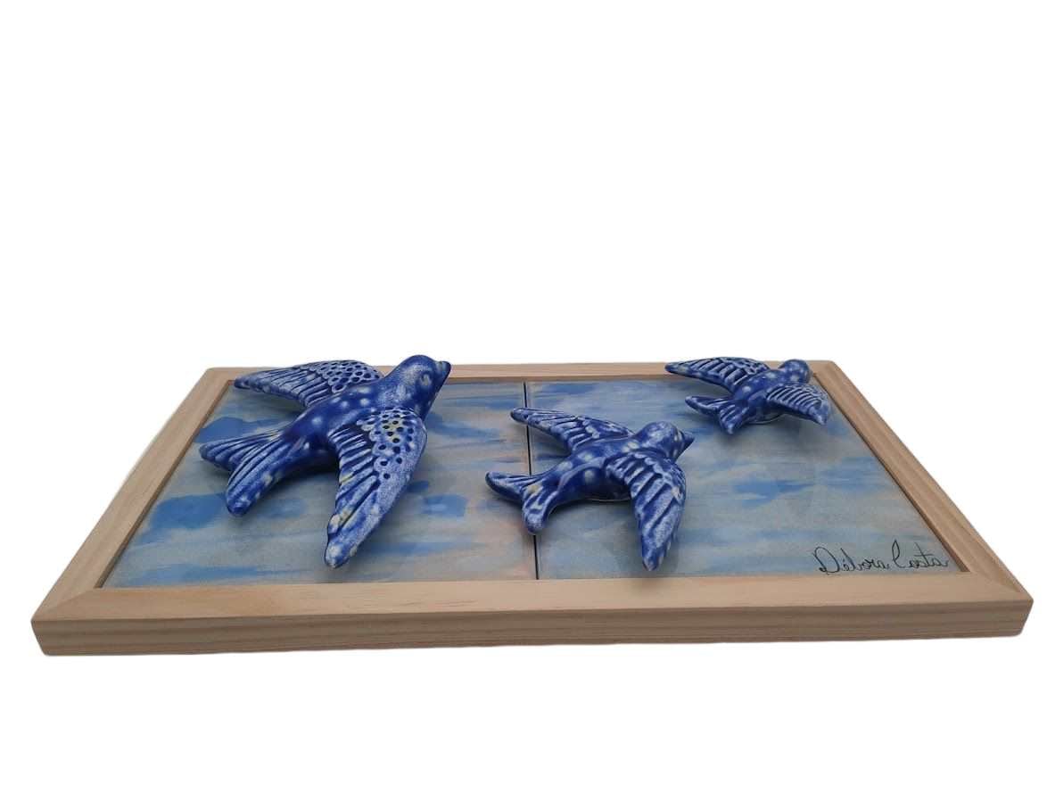 Tableau azulejos hirondelles - 15015 - 18 x 33 x 5 cm – Image 3
