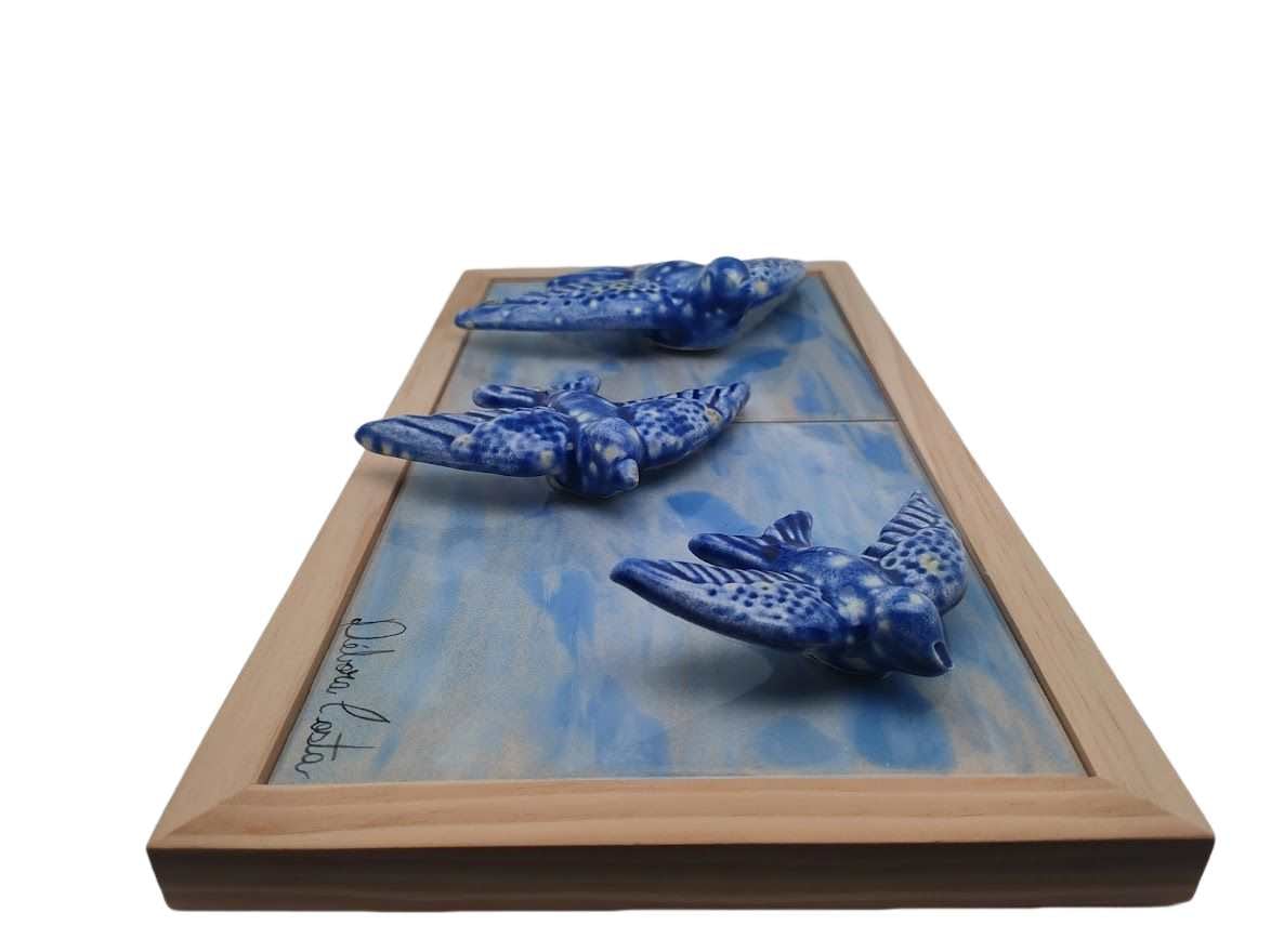 Tableau azulejos hirondelles - 15015 - 18 x 33 x 5 cm – Image 2