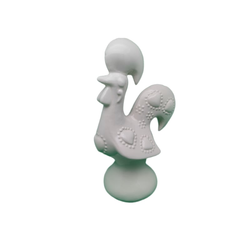 Coq portugais en céramique blanc 20 cm