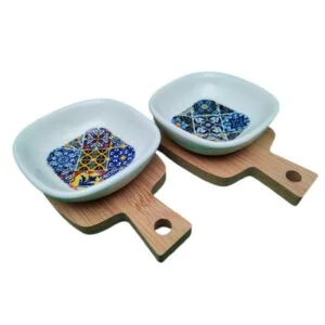 Coupelles apéritifs azulejos base bambou