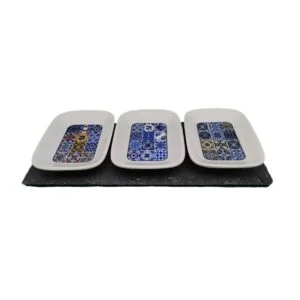 3 tasses apéritif azulejos sur ardoise