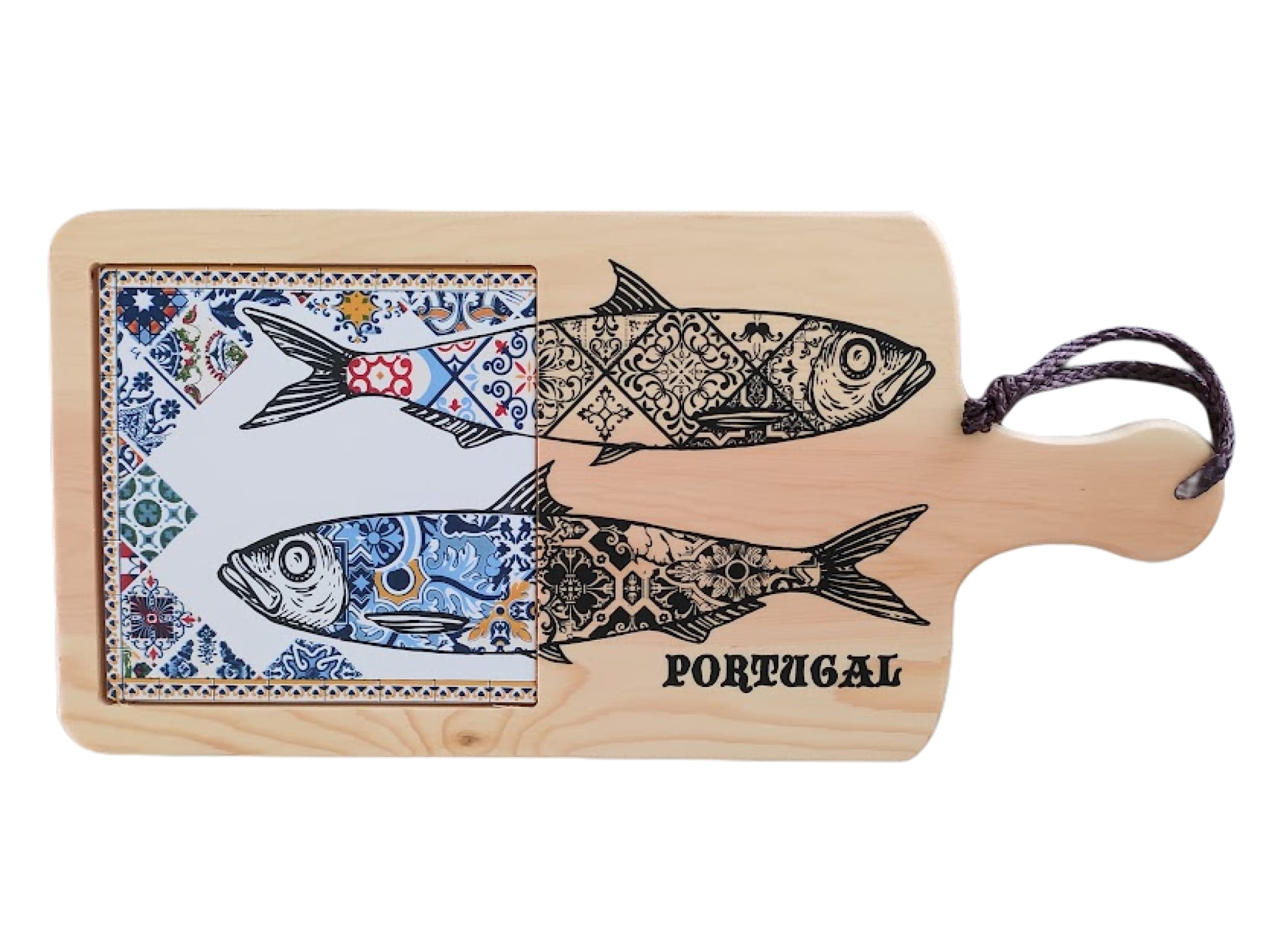 Planche à découper sardines du Portugal sur azulejo