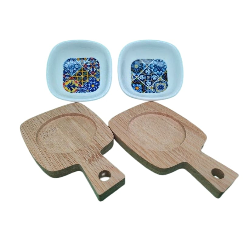 Coupelles apéritifs azulejos base bambou – Image 2
