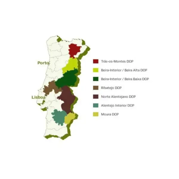 Carte huile d'olive portugaise AOP